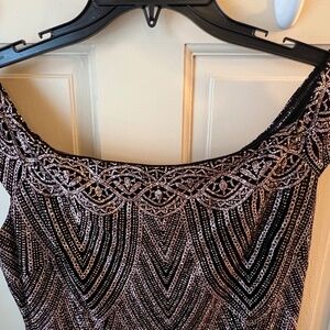 Long Black and Rose Gold Formal Gown